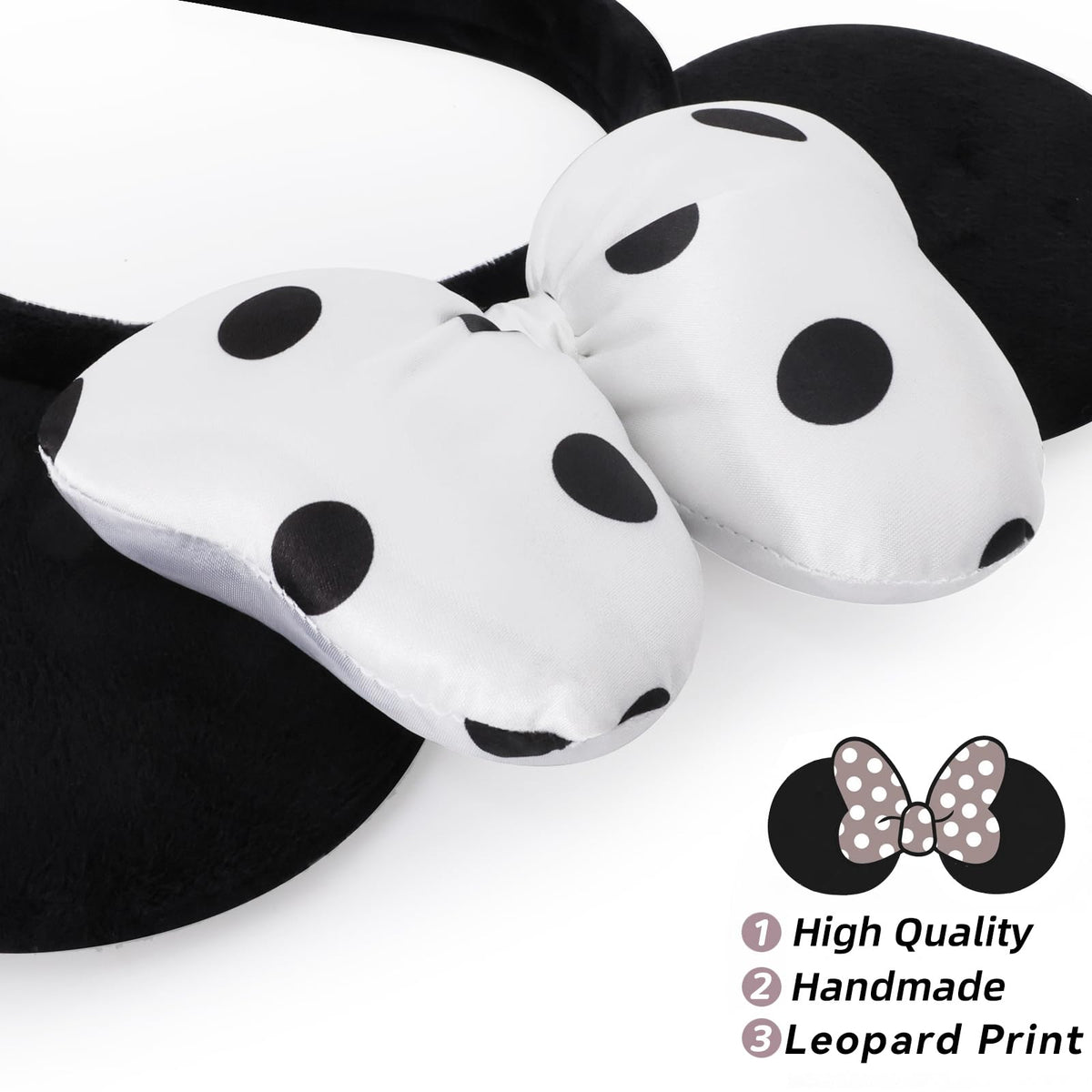 ODOCARE Handmade Mouse Ears Headband for Women and Ladies, Polka Dot Bow Mini Ears Costume Accessories