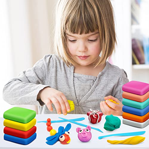 Air Dry Clay, 24 Colors Modeling Magic Clay for Kids | Includes Tools, Soft & Ultra Light, Ages 3-8+ Years, Boys & Girls