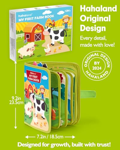 hahaland Busy Book for Toddlers 1-3 - Montessori Toys 1 Year Old Busy Board | 1 Year Old Boy Gifts Educational Quiet Activity Books 10 Pages, Toddler Christmas Stocking Stuffers One Year Old Travel Toys