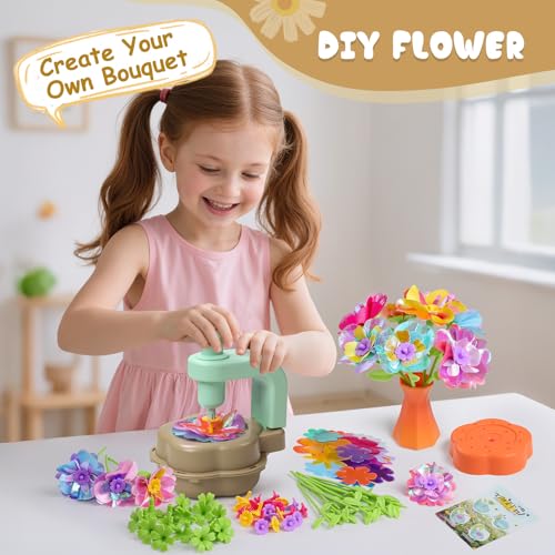 Scvcid Arts and Crafts for Girls Aged 3-12, Includes Extra Accessory Set | DIY Art Flower Toys Fabric Bouquet Craft for Toddler, Birthday Gifts for 3 4 5 6 7 8 9 10 11 12 Year Old Girls