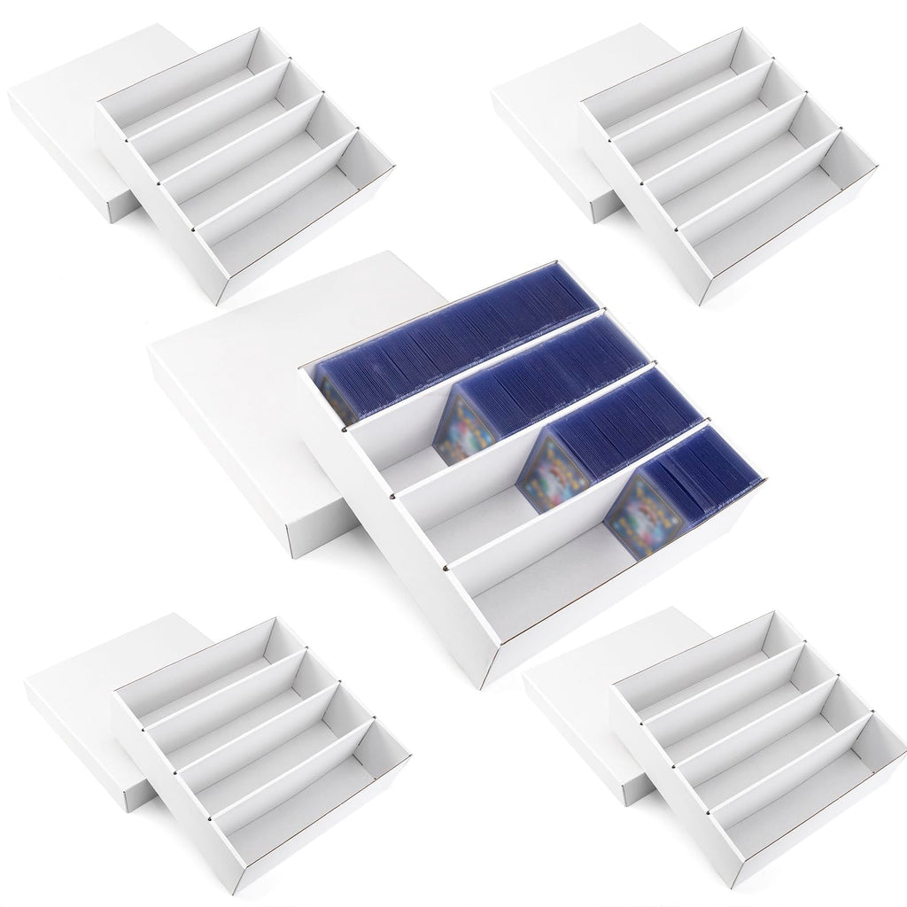 5-Pack Toploader Trading Card Storage Box, 4 Row 3200 Count Cardboard Box | Storage Box for Basketball/MTG/TCG/Sports/Game Cards Organizer and Collection (White)