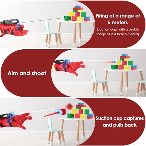 Xohny Spider Web Shooters with Glove for Kids Cosplay Party Favor | Superheroes Wrist Launcher Toy, Halloween Party Supplies, Christmas Stocking Stuffers, Birthday Gift for Boys Girls