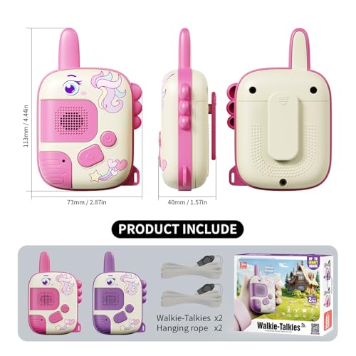 Walkie Talkies Toys for Girls:Unicorn Toys 2 Pack Birthday Gifts for 3 4 5-7 8 Year Old Girls Toy for 4 5 6 7 8-10 Year Old Camping Outdoor Game,Christmas Stocking Stuffers for Girls Kids