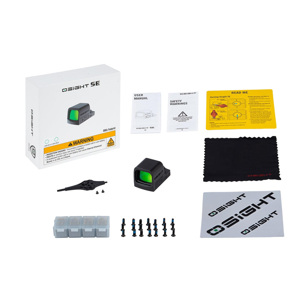 OSIGHT SE Enclosed Red/Green Dot, 2 & 32 MOA Multi-Reticle or 6 MOA Dot | RMSc Footprint, Side-Load Battery, Motion Sensor, Aspherical Lens, Compact Enclosed Design for Concealed Carry