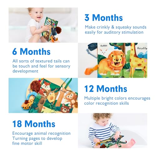 hahaland Baby Books 0-6 Months,Infant Tummy Time Toy Sensory Toys | 6 to 12 Months Touch Feel Book Travel Toy Gifts for Boy Girl 0-3 Month Baby Shower Birthday Easter Basket Stuffers 1PCS