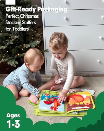 hahaland Busy Book for Toddlers 1-3 - Montessori Toys 1 Year Old Busy Board | 1 Year Old Boy Gifts Educational Quiet Activity Books 10 Pages, Toddler Christmas Stocking Stuffers One Year Old Travel Toys