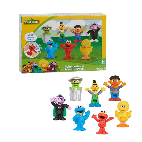 Just Play Sesame Street Neighborhood Friends Poseable Figurines | 7 Figurines, Holiday Stocking Stuffers, Gifts, Presents, Kids Toys for Ages 2 Up