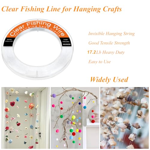 Fishing Line Wire, Clear Monofilament Fishing Line Wire, Nylon Clear Invisible String for Fishing and Hanging Balloons Garland Crafts Decorations WUINOID