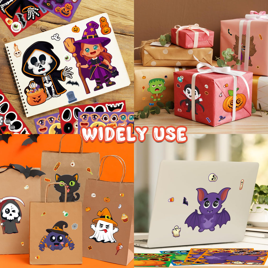 Halloween Stickers 48 Sheets DIY Halloween Party Favors Crafts Kids | 8.6" X 5.8" Halloween Activities Games Goodie Bag Stuffers for Kids Toddlers Classroom Gifts Supplies Treats Prizes Decor