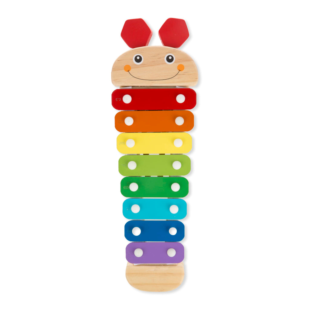 Melissa & Doug Caterpillar Wooden Xylophone Musical Toy Set | 4 Pieces, Rainbow Xylophone, 2 Self-Storing Wooden Mallets, Song Card, Musical Pretend Play, Preschool Toys for Kids, Ages 3+