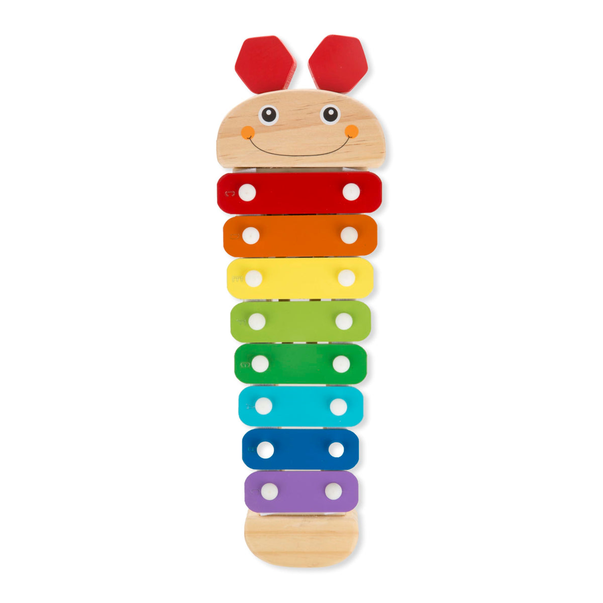 Melissa & Doug Caterpillar Wooden Xylophone Musical Toy Set | 4 Pieces, Rainbow Xylophone, 2 Self-Storing Wooden Mallets, Song Card, Musical Pretend Play, Preschool Toys for Kids, Ages 3+