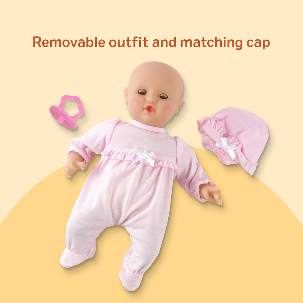 Melissa & Doug Mine to Love Jenna 12" Baby Doll with Moving Eyes, Thumb & Pacifier Sucking Action, Doll Clothes & Accessories, Toddler Toys for Girls & Boys Ages 18 Mo+