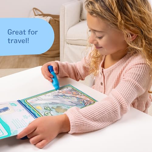 Melissa & Doug On the Go Water Wow! Under the Sea Color-Reveal Activity Pad | 4 Reusable Coloring Boards, Refillable Water Pen, Mess-Free Travel Toys, Arts & Crafts, Preschool Toys for Kids, Ages 3+