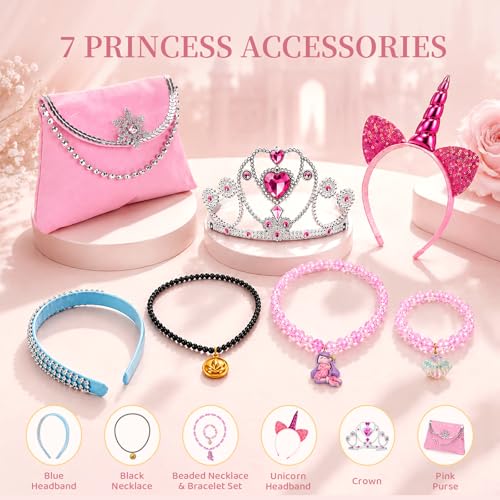 Meland Princess Dress Up Trunk for Girls 3-8, Toys Gift Set for Holidays