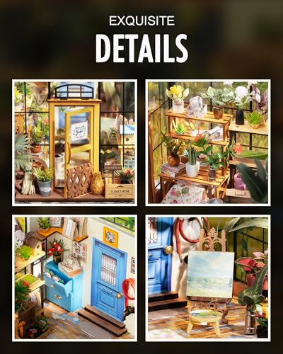 Rolife DIY Miniature Greenhouse Kits for Adults - Cathy's Flower House | Beginner-Friendly Diorama Kits Mayberry Street Tiny House For Adults, Birthday/Christmas Decor Crafts Gifts For Plant Lovers