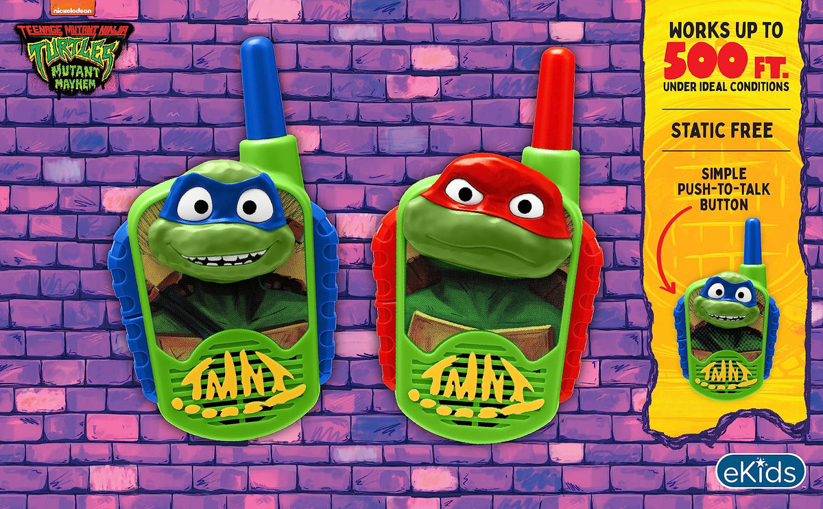 Teenage Mutant Ninja Turtles Walkie Talkies for Kids, Indoor Outdoor Toys | Static Free and Extended Range