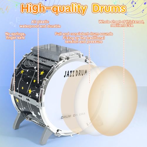 CAPTAIN CHAOWING Kids Drum Set for Toddlers 3-5, Light up Jazz Drum Toy 5-7 | Upgraded Jazz Drum Set for Kids, Musical Instrument Toys & Lights & All Plastic, Beginner Kit for Boys Girls Aged 3-5 4-6 5-7