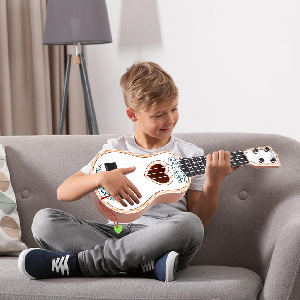 Raimy 17in Ukulele Guitar for Kids, 4 String Mini Toddler Music Toy | Kids Ukulele, Educational Musical Instrument for Beginners, Birthday Gift for Age 3 4 5 6 7 8 9 Years Boys Girls (White)