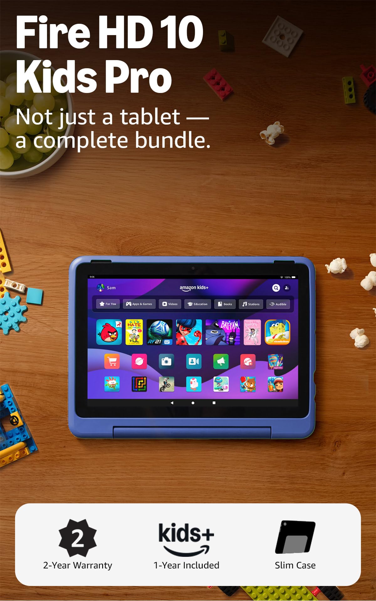 Amazon Fire HD 10 Kids Pro tablet (newest model) ages 6-12. Bright 10.1" HD screen, includes ad-free content, robust parental controls, 13-hr battery and slim case for older kids, 32 GB, Nebula