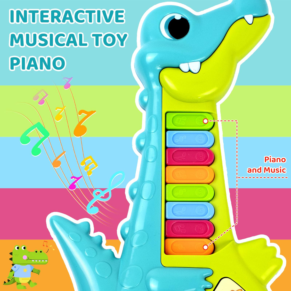 Marstone Piano Guitar Musical Toys for 1-3 Year Old Boys Girls | Animal Sound Educational Learning Toy, Interactive Birthday Holiday Gift for 12-18 Months Kids