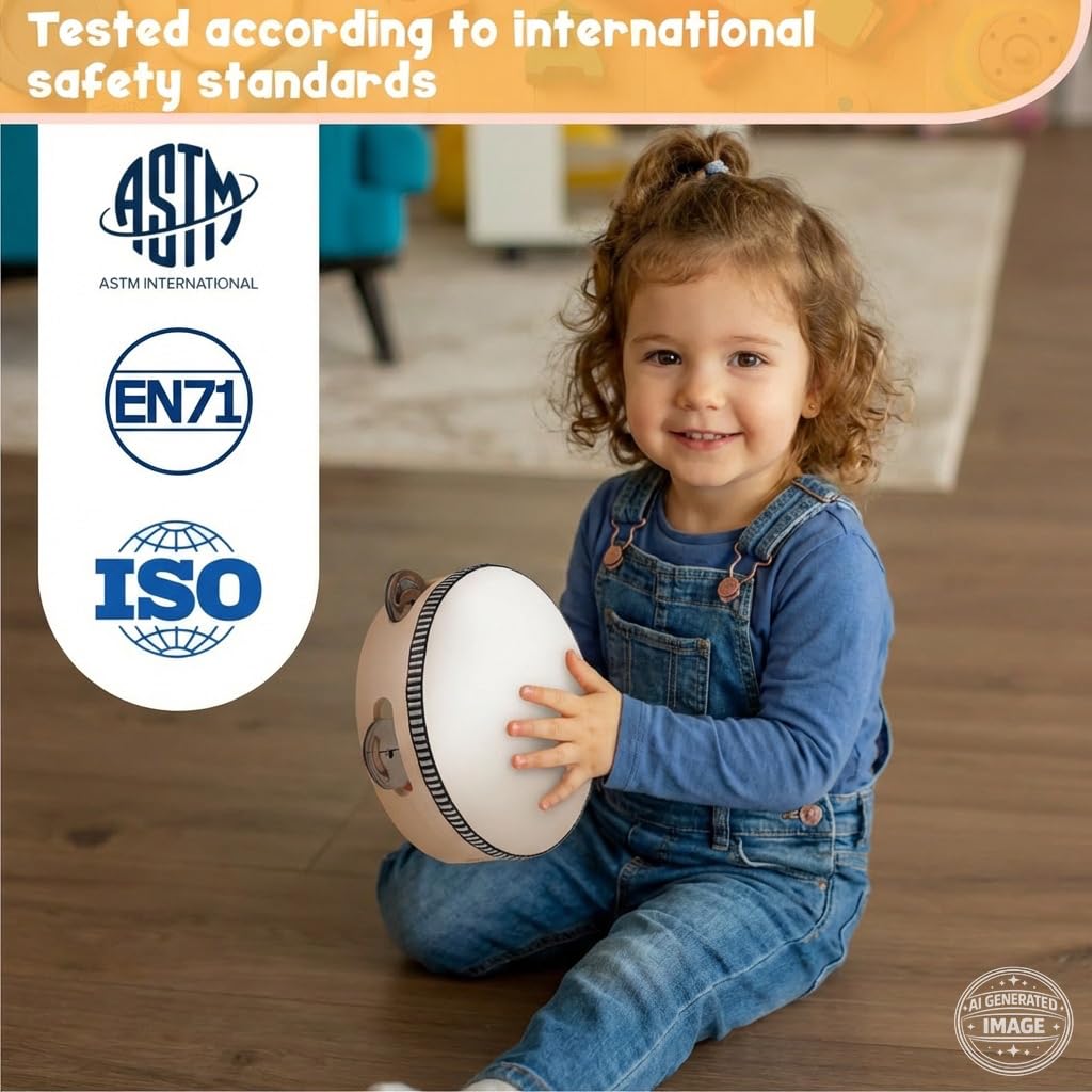 Stoie’s Wooden Musical Instruments for Kids Ages 3+, Montessori Music Toy Set for Kids with Drum, Tambourine, Maracas, Bells & Flute, Educational Preschool Toys for Boys & Girls
