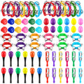 Silipull 72 Pcs Shaker Musical Instrument Set for Kid Toddler Early Music | Musical Tools Bulk Shaker Wrist Hand Band Bells Maracas Percussion Tambourine Cymbals Plastic Castanets for Daycare Preschool