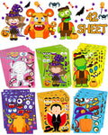 42 Sheets Halloween Party Favors Stickers for Kids, Halloween Crafts Treats | Make Your Own Face Stickers, Non Candy Halloween Goodie Bag Stuffers, Halloween Toys Gifts Activities Prizes for Kids Party