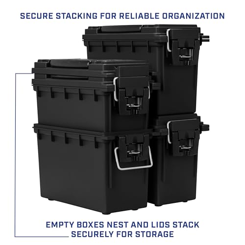 Sheffield 12629 Ammo Box Made in USA, Stackable Lockable Ammo Storage Box | Lockable Storage Box, Water and Dust Resistant Dry Box, Secures Hunting Gear, Gun Accessories, Supplies, and Bullets