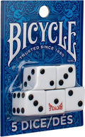 Bicycle 5 Dice Set Six Sided D6 Standard Game White Black 16 mm | Premium quality, Made with recycled and sustainably sourced materials, 5 count