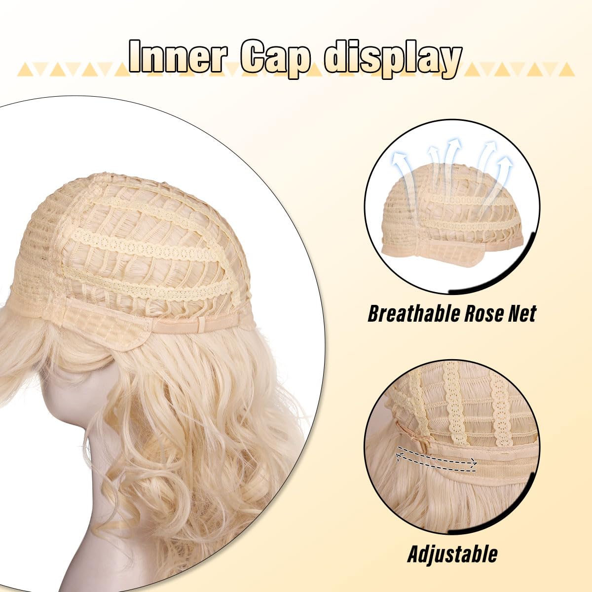 FantaLook Blonde Long Curly Wig with Bangs, Vintage Costume Wig for Women | Retro 60s 70s 80s styling wig, ideal for queen cosplay, Halloween party, disco & themed fancy dress events.