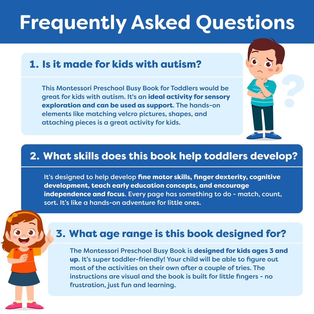 Montessori Busy Book & Preschool Learning Workbook for Toddlers Ages 3-5 | Preassembled Quiet Activity Book - Educational Travel Toy - Toys and Gifts for Kids