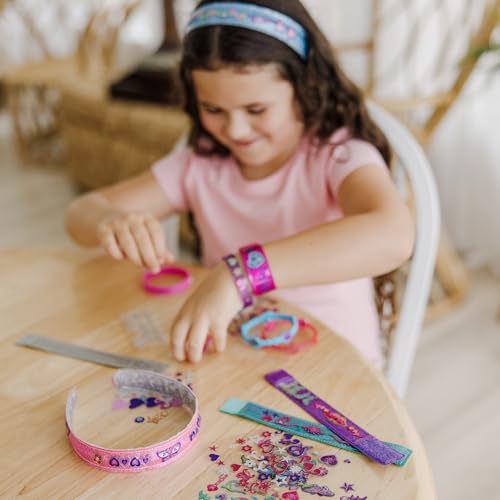 Melissa & Doug Design-Your-Own Bracelets Jewelry Making Craft Kit | DIY Jewelry, 4 Reversible Bracelets, 100+ Gem & Glitter Stickers, Arts & Crafts Activity, Preschool Toys for Kids, Ages 4+