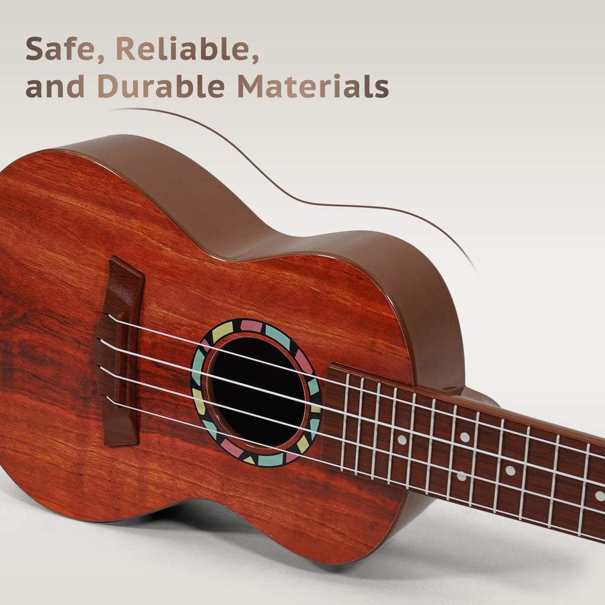 Raimy 21in Kids Ukulele Guitar Toys for 3 4 5 6 7+ Year Old Boys Girls | Simulated Sound Quality, Music Instruments Learning Education, Beginner Birthday Gift, Easy to Play and Strum (Brown)