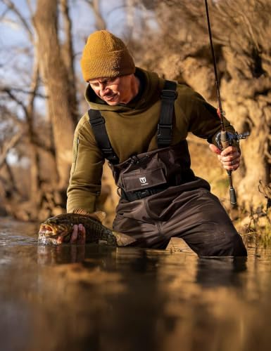 TIDEWE Chest Waders for Men Women, Waterproof Fishing Waders | Waterproof 420D 2-Ply Nylon/PVC, Lightweight Bootfoot Hunting Waders, Adjustable Suspenders, Boot Hanger