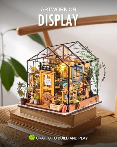 Rolife DIY Miniature Greenhouse Kits for Adults - Cathy's Flower House | Beginner-Friendly Diorama Kits Mayberry Street Tiny House For Adults, Birthday/Christmas Decor Crafts Gifts For Plant Lovers