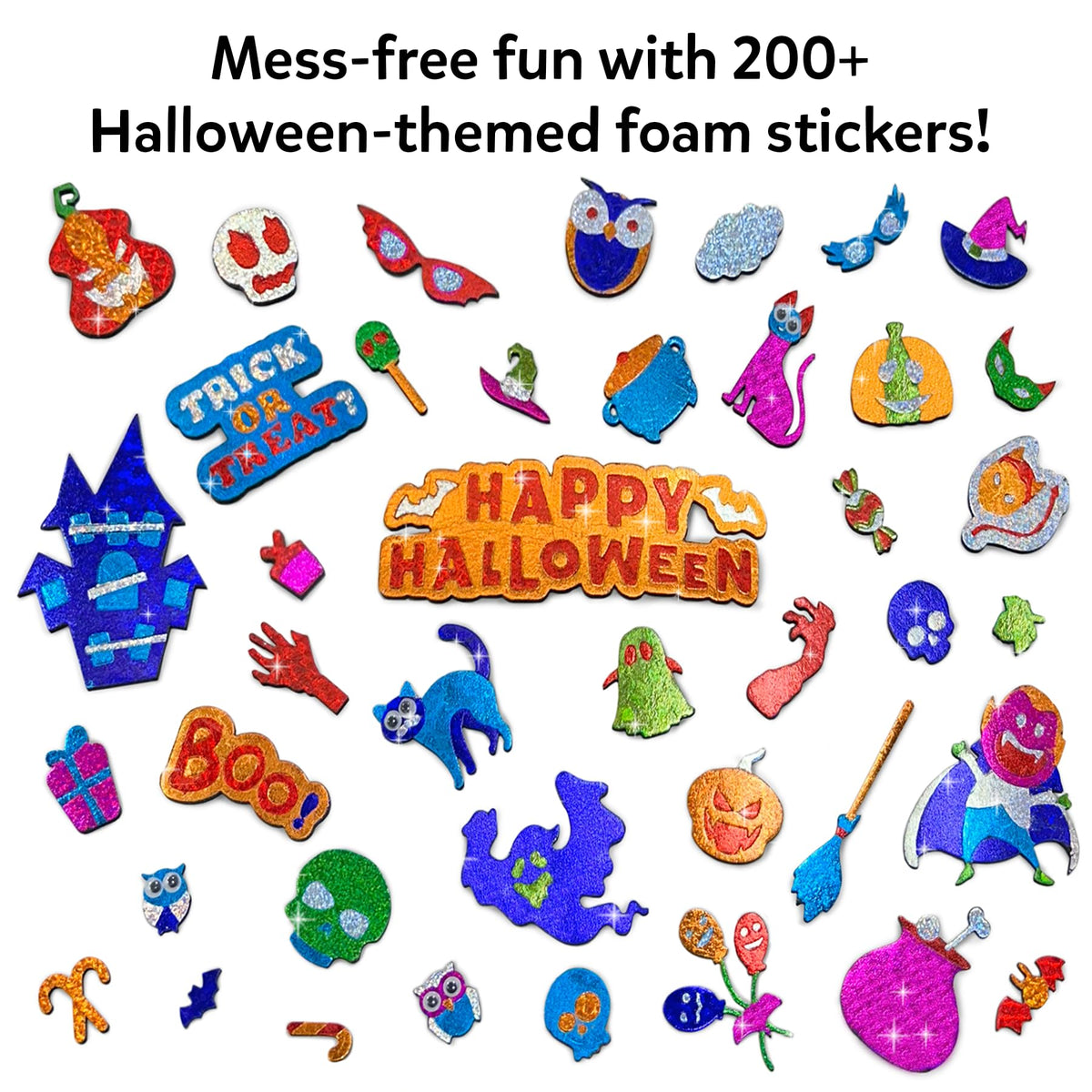 Skillmatics Foil Fun Halloween Craft, Foil Art Activity, Gift for Kids | 200+ Stickers, Travel Toys, Mess-Free, Screen-Free, Fine Motor Skills, Boys & Girls Ages 4, 5, 6, 7, 8, 9