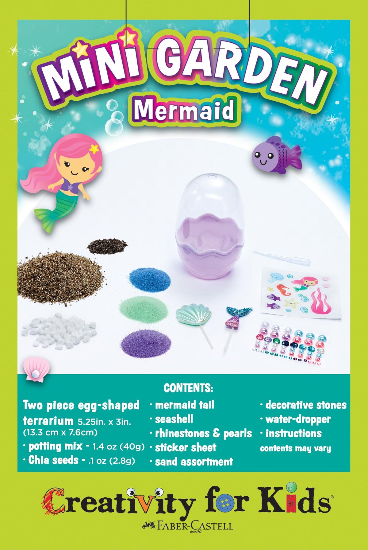 Creativity for Kids Mini Garden: Mermaid Terrarium Kit - Mermaid Gifts for Girls, Crafts and Toys, Stocking Stuffers for Kids (Ages 6+)