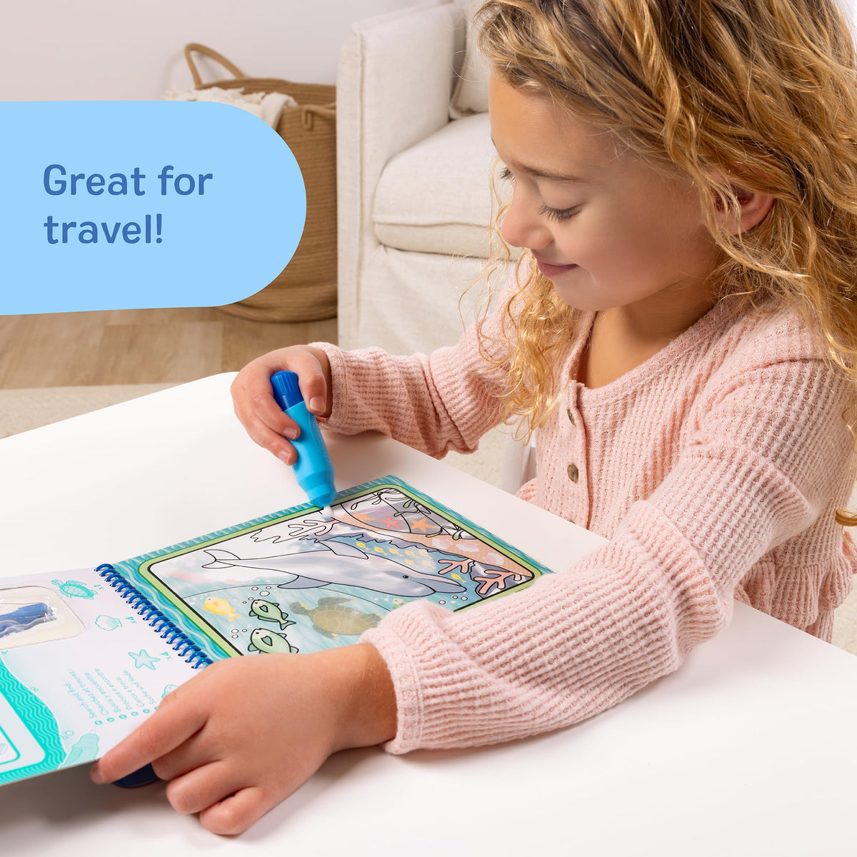 Melissa & Doug On the Go Water Wow! Under the Sea Color-Reveal Activity Pad | 4 Reusable Coloring Boards, Refillable Water Pen, Mess-Free Travel Toys, Arts & Crafts, Preschool Toys for Kids, Ages 3+