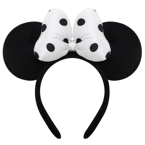 ODOCARE Handmade Mouse Ears Headband for Women and Ladies, Polka Dot Bow Mini Ears Costume Accessories