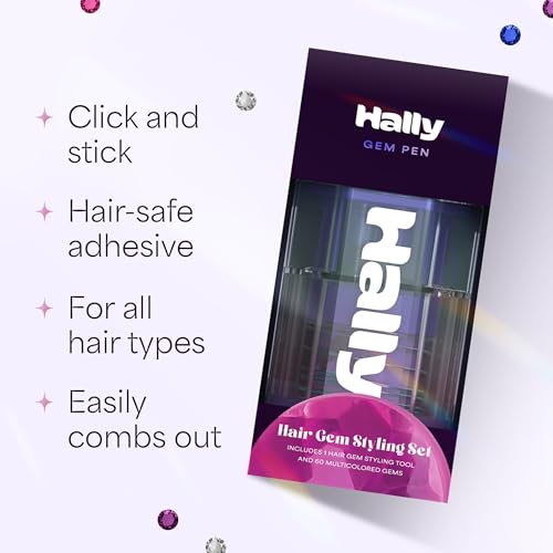 Hally Hair Gem Pen Kit with 240 Stick-On Hair Gems and Stamper Tool | Easy to apply and hair-safe adhesive; a colorful accessories kit for girls and kids that adds instant sparkle.