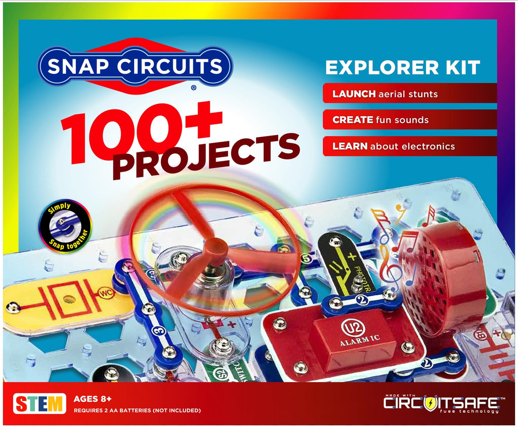 SNAP CIRCUITS Jr. SC-100 STEM Electronics Kit, 100+ Projects, Ages 8+ | Build 100+ STEM projects with 28 snap-together parts and a full-color project manual