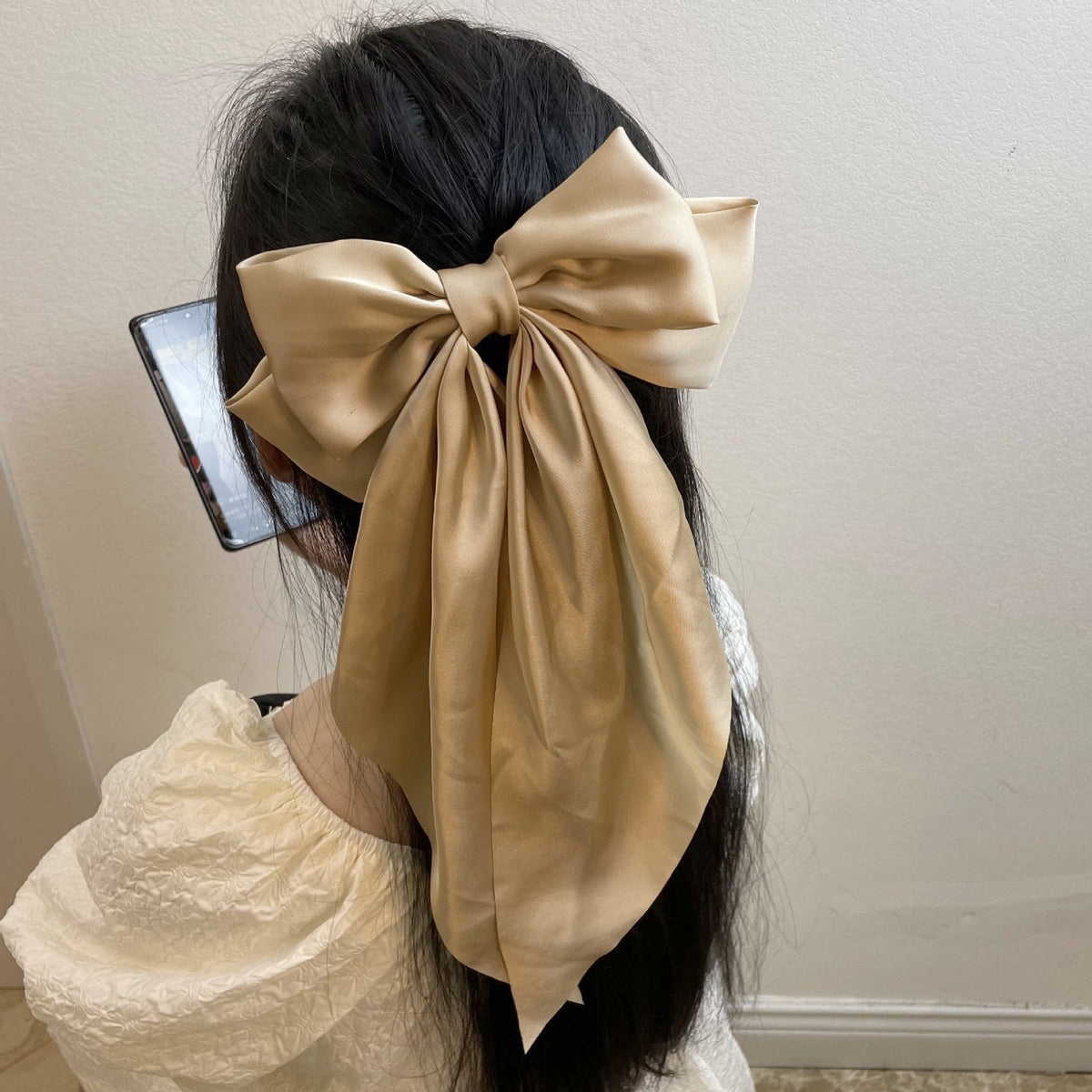 💥Flash Sale🔥Large Bow Hair Clip for Women – Wedding & Everyday Ponytail Accessory with Long Tail