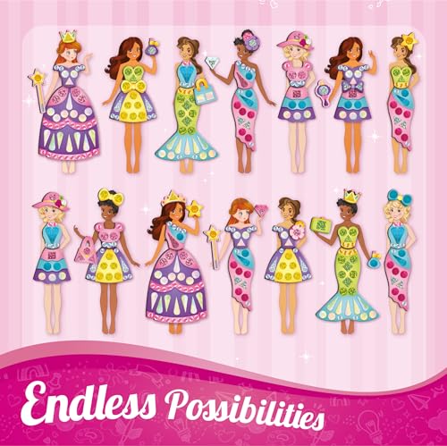 Imagimake DIY Magnetic Dress-Up Princess, 30 Magnetic Dresses & Accessories | Pretend Play Magnetic Toys for Kids, Interchange & Create Unlimited Outfits, Gift for Girls Ages 3,4,5,6,7,8 Years Old