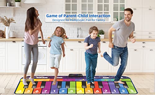SUNLIN 6ft Floor Piano Mat for Kids Age 3-8, Giant Dance Mat for Toddlers | 24 Keys, 8 Instrument Sounds, 10 Built-in Songs, Record & Playback, Song Booklet, Musical Toy Gift for Boys Girls Age 3 4 5 6