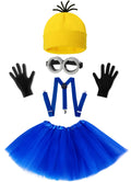 WISHTEN 5 PCS Halloween Costumes for Kids Girls,Halloween Cosplay Dress up | Halloween Costume Accessories for Girls, Goggles/Beanie/Blue Tutu Skirt/Suspenders/ Gloves,Family Themed Parties,Role Play