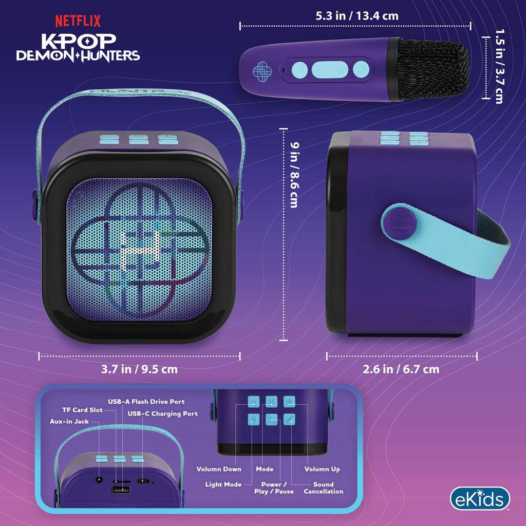 Kpop Demon Hunters Bluetooth Karaoke Machine for Kids (One Microphone)