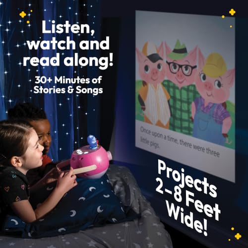 LUNA STORYTIME Kids Pink Book Projector - 5 Read Aloud Fairytale Stories, 5 Songs, Ages 3+