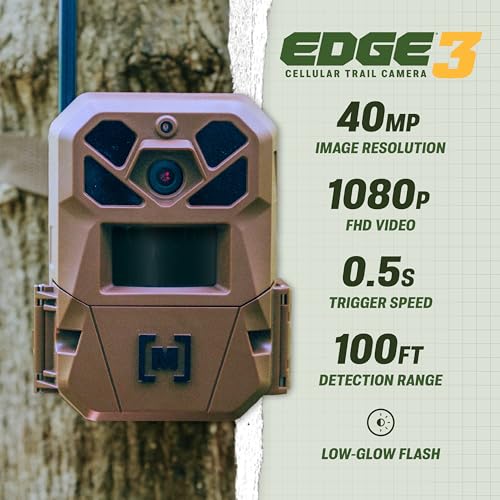Moultrie Edge 3 Cellular Trail Camera - 2-Pack, 40MP, 0.5s Trigger | Scout from Anywhere, HD photos via Mobile app, 1080p video, multi-carrier, low-glow flash, GPS, Two Pack