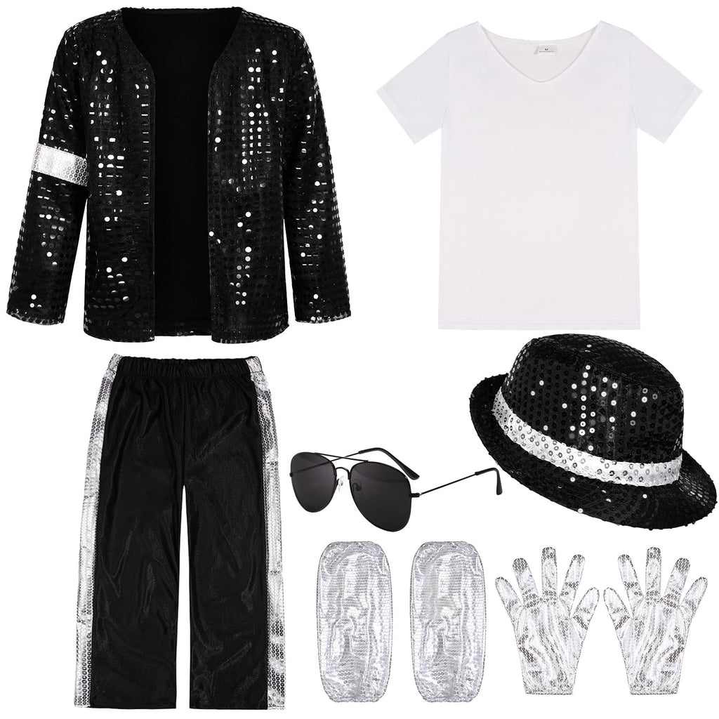 BAURGHOP Kids Dance Star Costume for Boys 80s 90s Pop Stage Outfits for Halloween