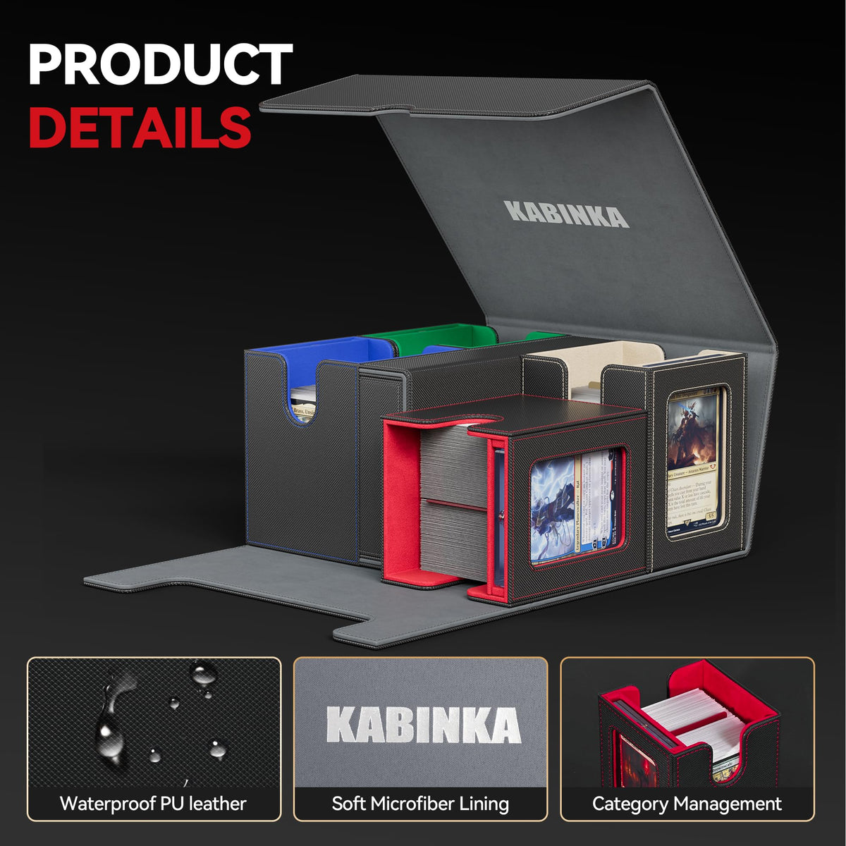 Kabinka 5-in-1 MTG Commander Deck Box, Holds 400+ Double-Sleeved Cards